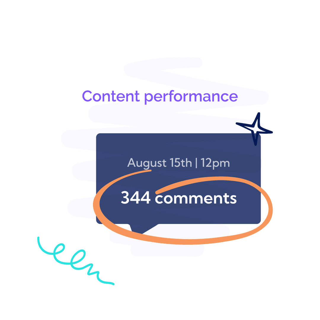 Text-box shape showing number of comments from specific date from Vulse dashboard
